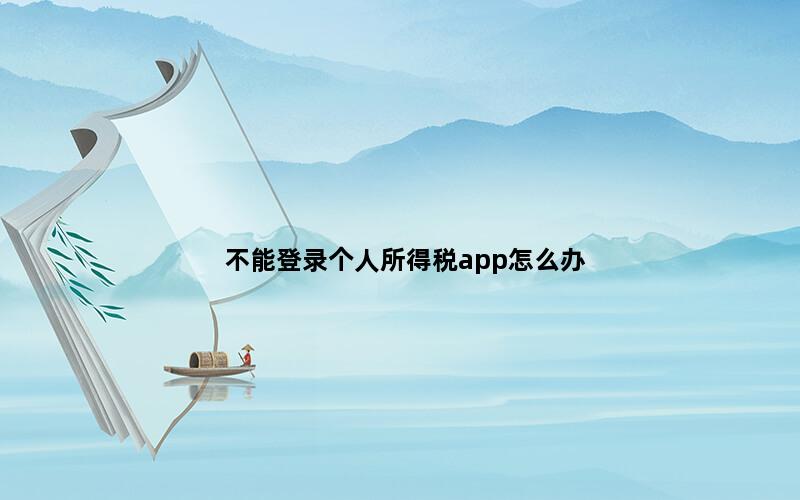 不能登录个人所得税app怎么办